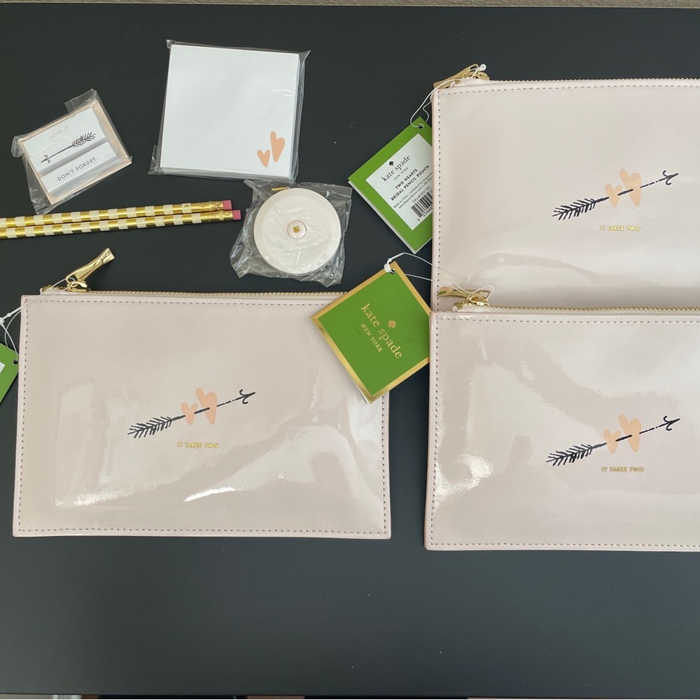 Kate Spade New York Faux Leather Bridesmaid Gift Pencil Pouches Set of 3